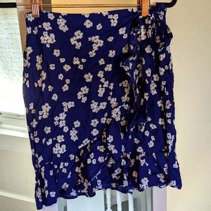 Blue Floral Wrap Skirt